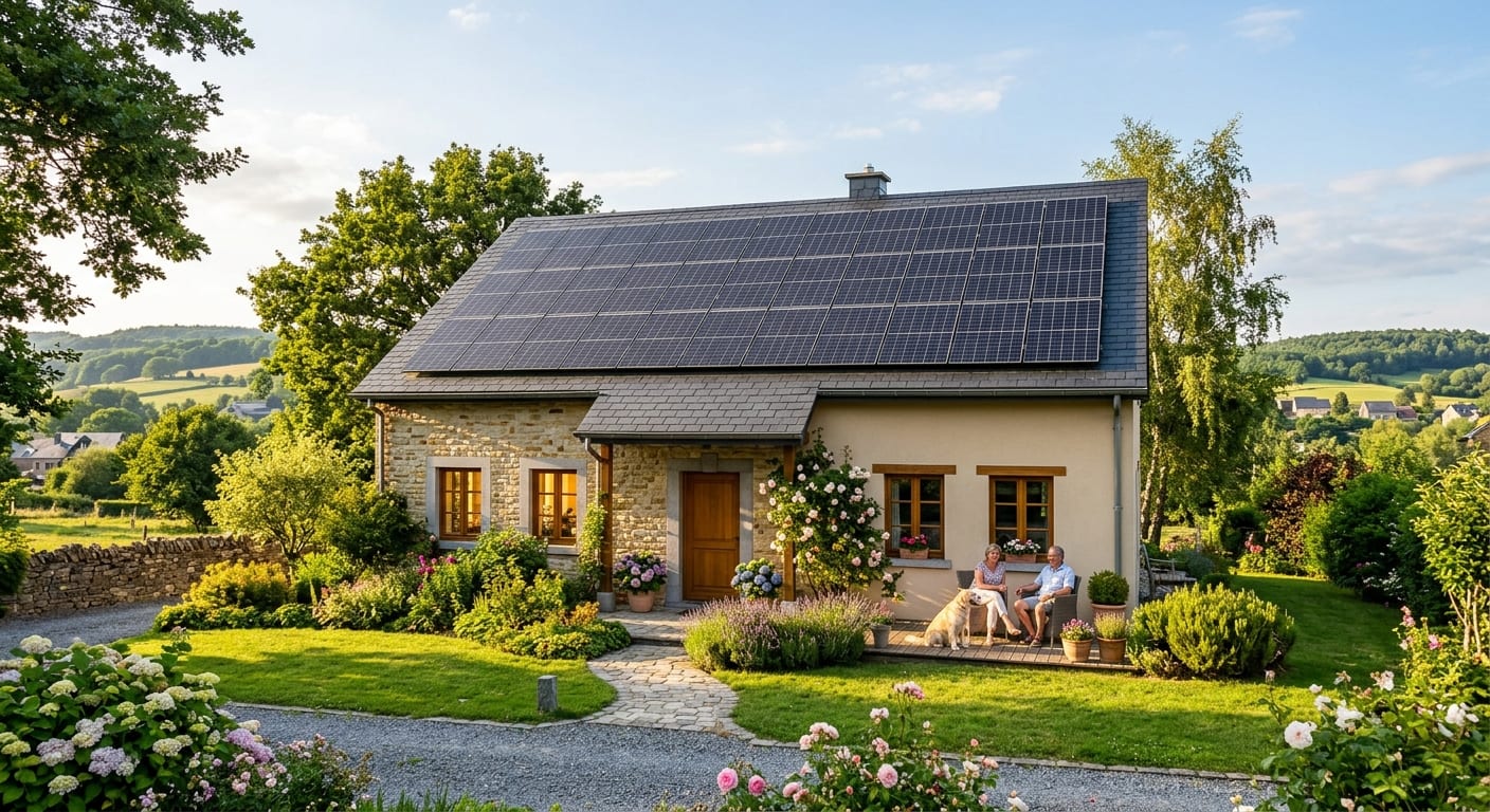 Maison unifamiliale chaleureuse et lumineuse en Wallonie avec toiture isolée et panneaux photovoltaïques